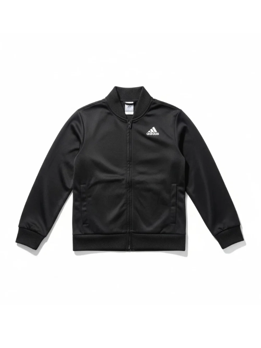 Toddler Adidas Black Track Jacket with White Stripes and Logo